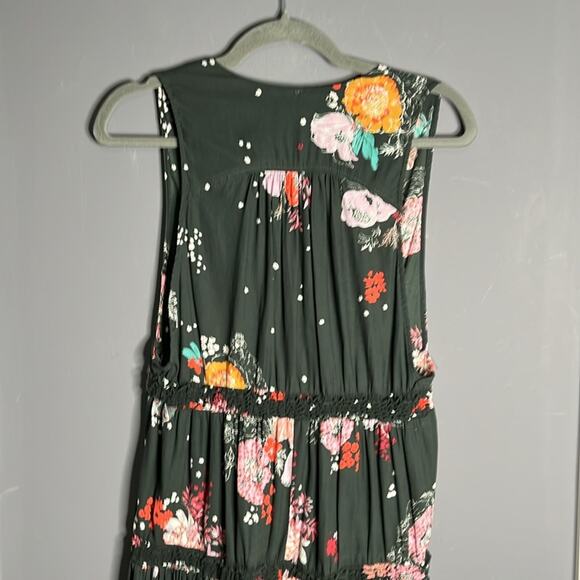 Free People Gray Floral Sleeveless Flowy Boho Top Size Small - Picture 5 of 8